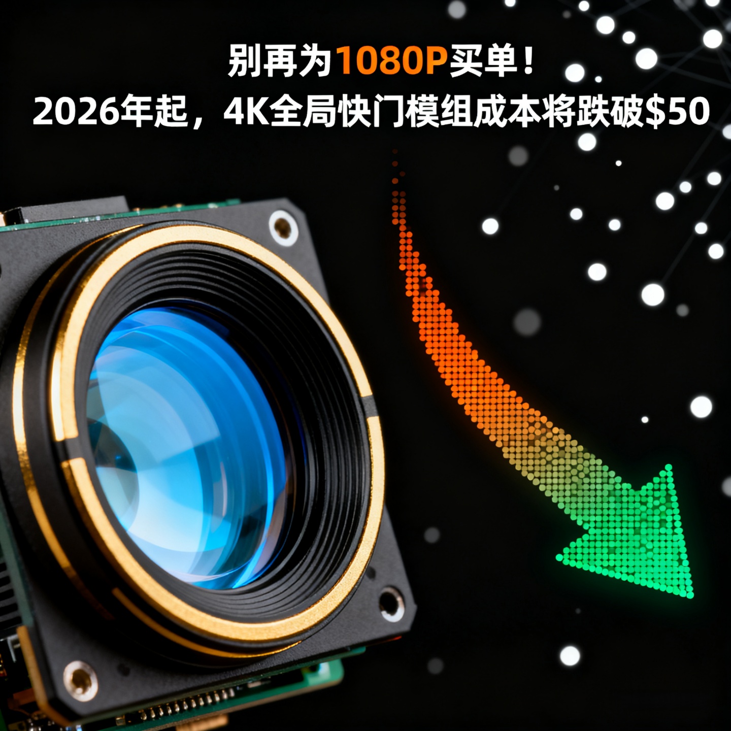 别再为1080P买单！2026年起，4K全局快门模组成本将跌破$50