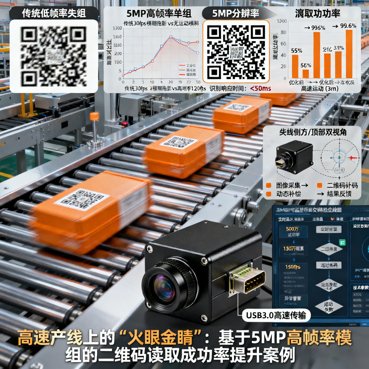高速产线上的“火眼金睛”：基于5MP高帧率模组的二维码读取成功率提升案例