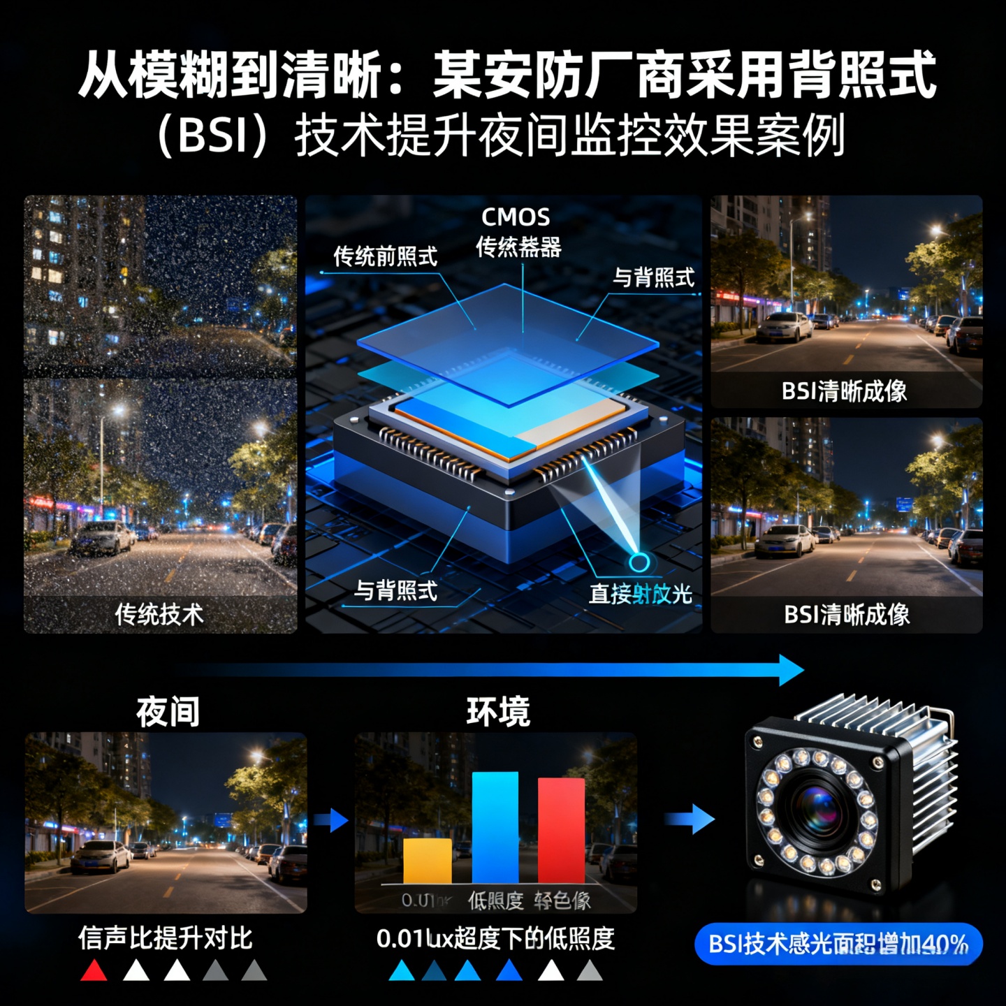 从模糊到清晰：某安防厂商采用背照式（BSI）技术提升夜间监控效果案例