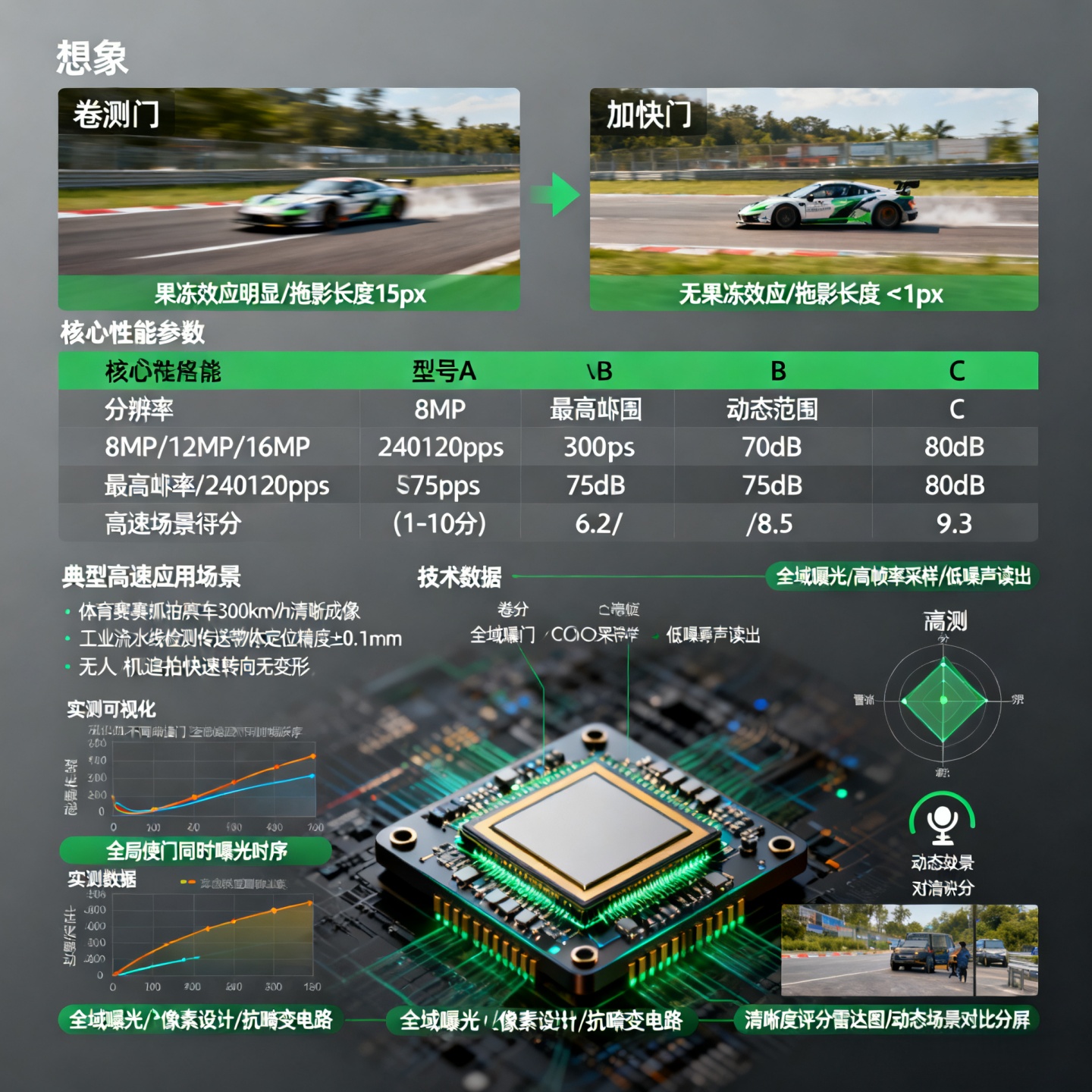 技术体验 | 实测对比：几款主流全局快门CMOS传感器在高速场景下的表现