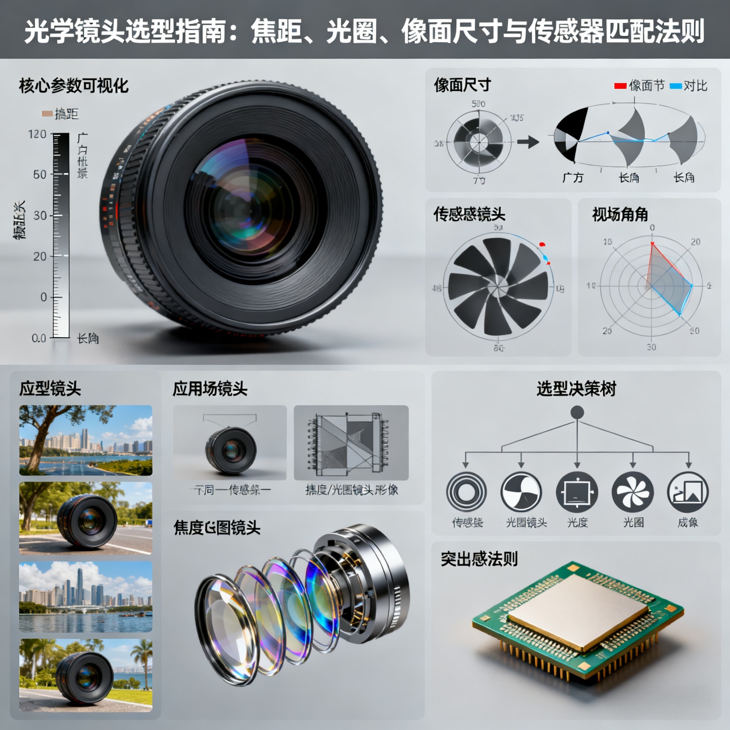 光学镜头选型指南：焦距、光圈、像面尺寸与传感器匹配法则